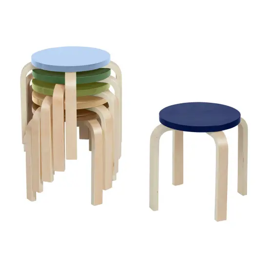 Bentwood Stackable Stools, Classroom Furniture, 6-Piece Earthtone {1}