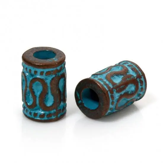 *50* 9x6mm Copper Patina Tube Beads {4}