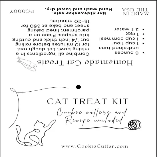 Cat Treat Kit &ndash; 2-Piece Cat & Fish Cookie Cutter Set &ndash; DIY Homemade Cat Treats with Healthy Recipe &ndash; Fun Baking Gift for Cat Lovers DT602 {3}