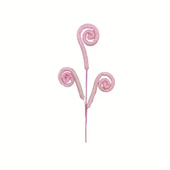 28'' Pink Shimmer Spiral Curly Spray - Glittery Floral Stem Decor-63601PK {1}