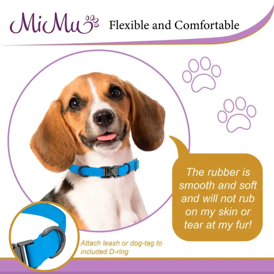 MiMu Small Silicone Dog Collar - Blue 17in Stylish Dog Collar with Clasp Buckle {5}