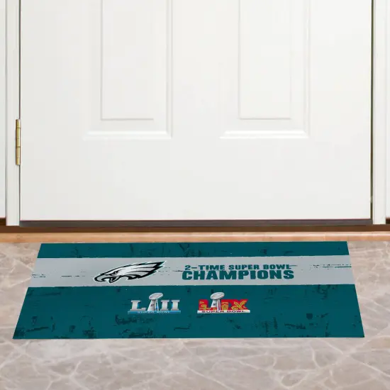 NFL Philadelphia Eagles 2025 Super Bowl LIX Multi Champ Tradition Washable Rug 20X32 Inches {3}