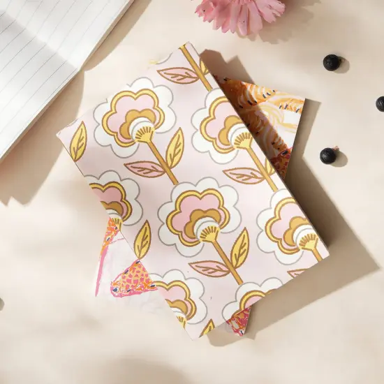 Soft Cover Off white/Orange Handmade Paper Notebook - Pack of 5, 6 X 4 Inch {1}