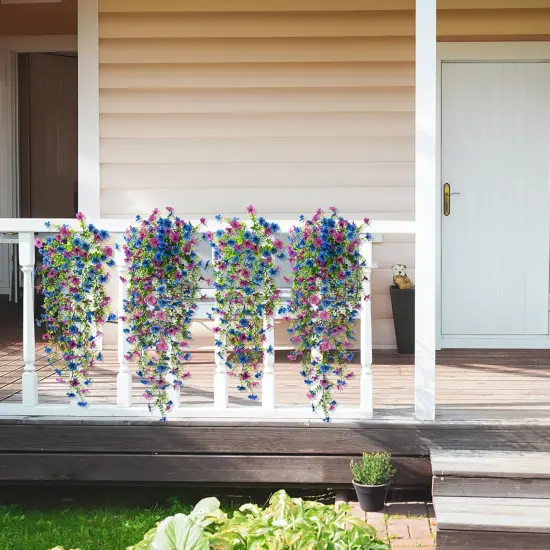 Vibrant Faux Daisy Hanging Plants - 2PCS Fall D&eacute;cor Purple blue {2}