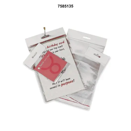 Resilient Standard Lip & Tape Cello Bags with Header 4 3/8" x 5 3/4" 1.2 mil {2}