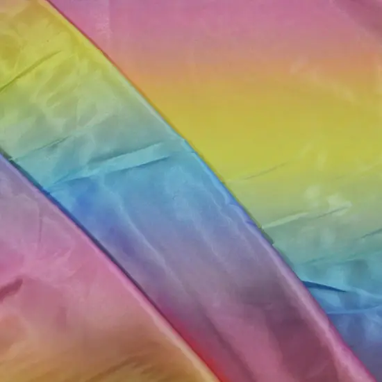 Multi Color Rainbow Satin Fabric 60" Wide Silky Charmeuse with Ombre Color Wave Purple Orange Rainb {6}