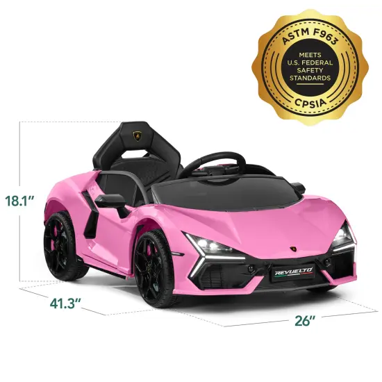 Best Choice Products Kids 12V Ride-On Car Officially Licensed Lamborghini Revuelto w/ Remote, LED Lights Pink {2}