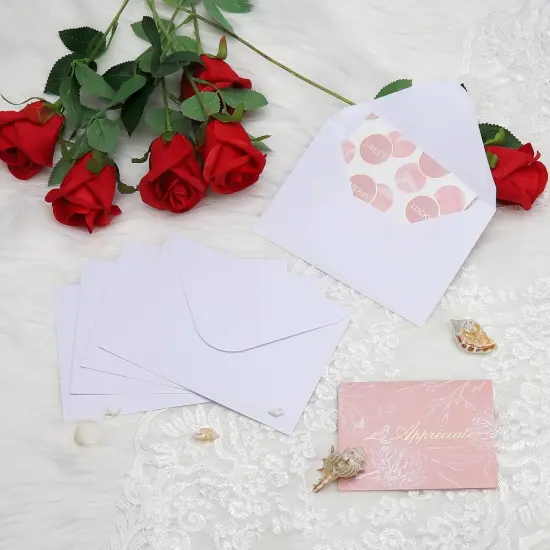 100 Pack White 4x6 Envelopes, Contour Flap A4 Envelopes for Engagement Invites, Weddings Invitation, announcements, Baby shower, Perfect for RSVP Card 120gsm, 4.5 x 6.4 Inches - 100% Recycled {3}
