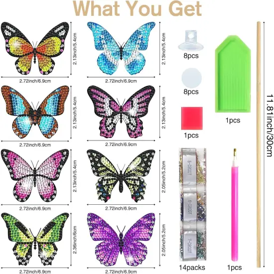 8 Pcs Butterfly Diamond Art Kits for Adults, Diamond Painting Kits for Outdoor Decor, Garden Porch Balcony Yard Decorations Arts and Crafts for Outside {2}
