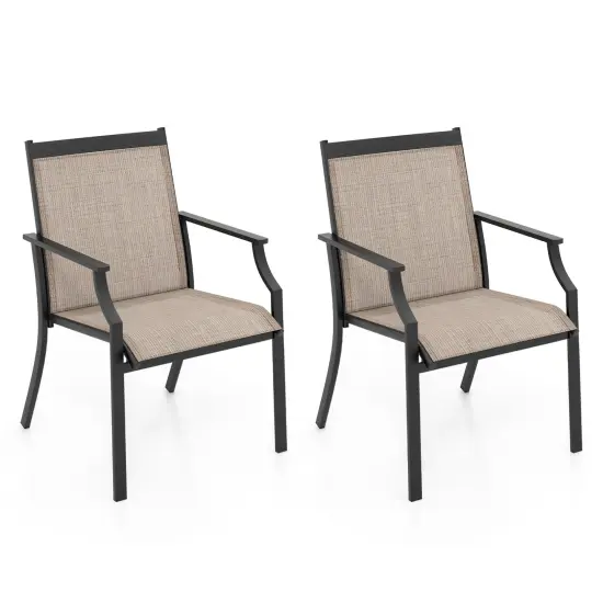 2 Piece Patio Dining Chairs with Fabric Seat and Metal Frame Suitable for Multiple Outdoor Places Blue {8}