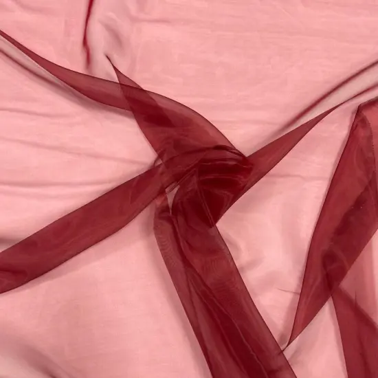 1 Yard Crinkle Barbie Organza Fabric Sheer, Crisp & Elegant for Decor Events & Crafts Burgundy {1}