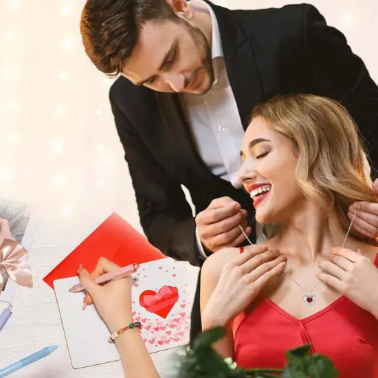 Preserved Red Real Rose with I Love You Birthstone Necklace {2}