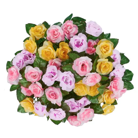 Collections Etc Artificial Pastel Rose Bushes Set of 3 {4}