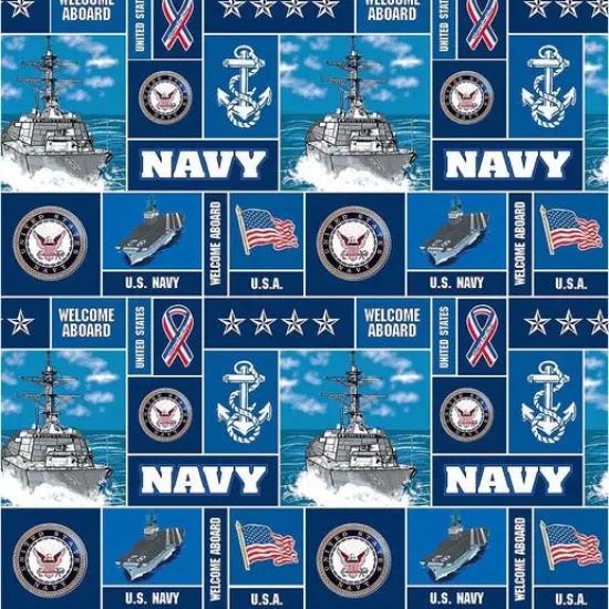 Sykel Enterprises U.S Navy Block Fleece Fabric by the Yard {1}