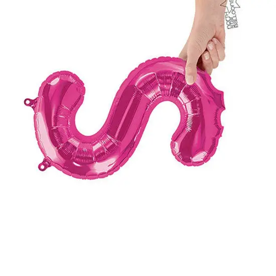 NorthStar Balloons&reg; 16 Inch Letter S Magenta Air Fill Only {4}