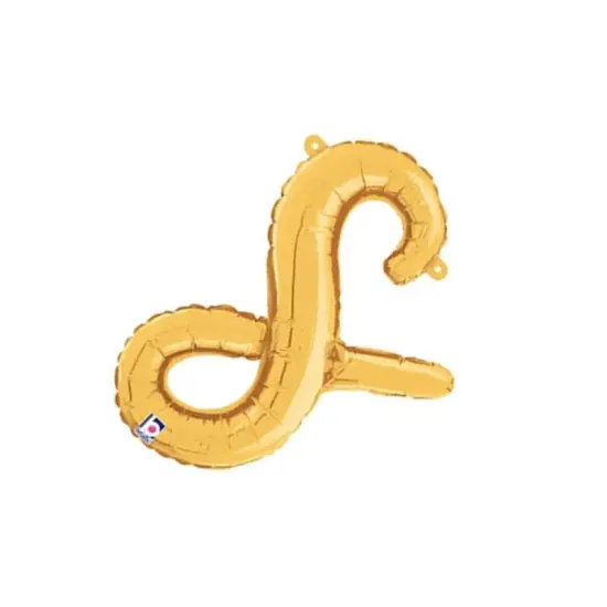 Betallic&reg; 14 inch Script Letter S Gold Air Fill Only {3}