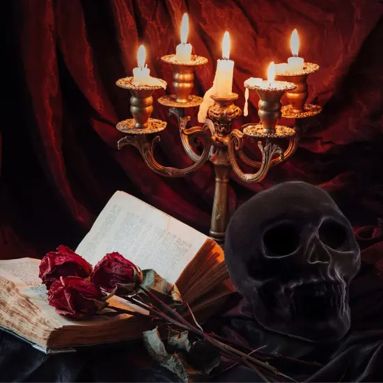 Black Velvet Skulls 2ct Halloween Day of Dead Craft Decor {4}