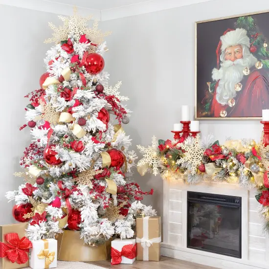 Glass Finial Ornaments 12ct Antiqued Mercury Farmhouse Decor Set Gold {6}