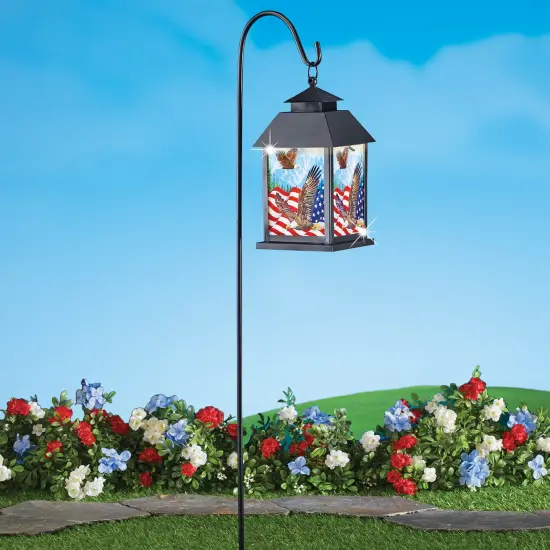 Collections Etc Solar Powered Eagle and Flag Patriotic Lantern with Shepherd's Hook {4}