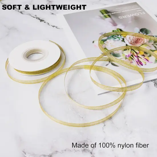 Glitter Metallic Gold Ribbon - 1/4 Inch 25 Yards {4}