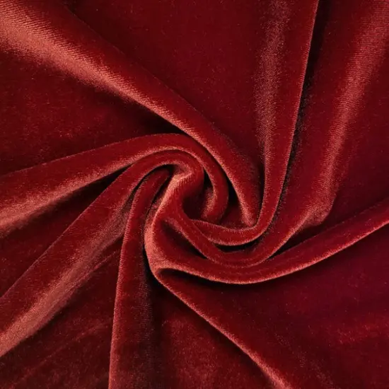 1 Yard Stretch Velvet Solid Scarlet Fabric Soft Medium Weight for Apparel 58/60 Inches Wide {2}