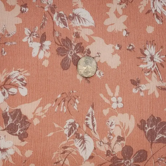 1 Yard Lightweight Coral Pink Rayon Crinkle Fabric for Dresses Skirts Blouses Width 50/52" {3}