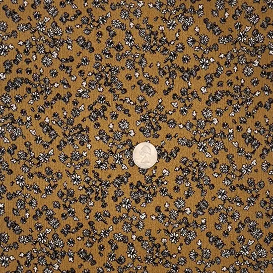 1 Yard Mustard Gold Rayon Crinkle Fabric 50/52" Wide Lightweight Textured Apparel Material {1}