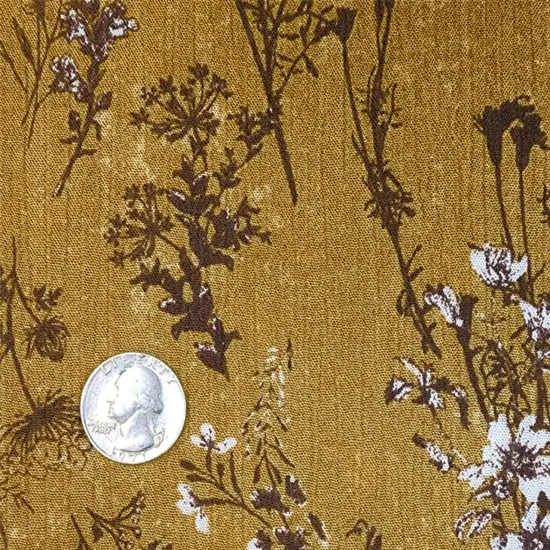 1 Yard Mustard Gold Rayon Crinkle Crepon Fabric, 50/52" Wide Apparel Material {3}
