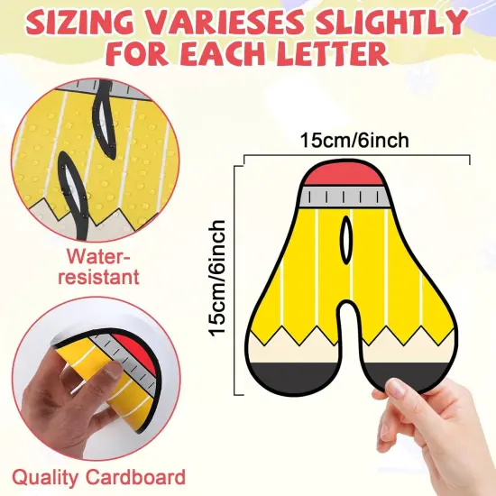 150 PCS Large 6" Bulletin Board Letters Set, Pencil Themed Classroom Alphabet {2}