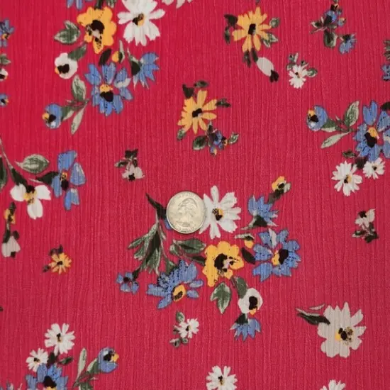 1 Yard Textured Teaberry Rayon Crinkle Fabric Crepon Apparel 50/52 Inch Width {3}