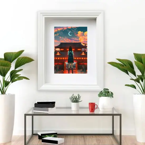 7 &frac34;x9 &frac34;" White Frame with Acid-Free Mat &ndash; Deep Profile for Hanging or Standing, Plastic Front Protection {3}