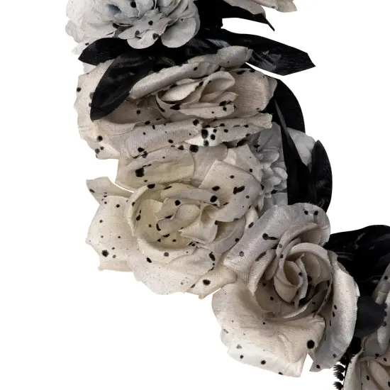 Northlight Double Skull and Roses Artificial Halloween Wreath- 16" - Unlit Gray {6}
