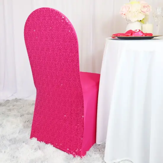 1 Piece Fuchsia Sequin Spandex Banquet Chair Cover for Glamorous Event Seating {2}
