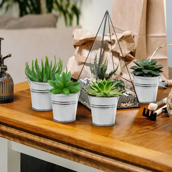 24Pcs Silver Metal Buckets {2}