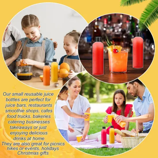 100 Pcs Plastic Juice Bottles with Caps Clear Shot Bottles {5}