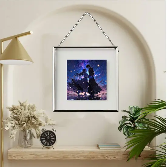 6 &frac14;x6 &frac14;" Silver Steel Frame with Front Plastic Protection &ndash; For Hanging or Standing, Includes Sample Pictures {6}