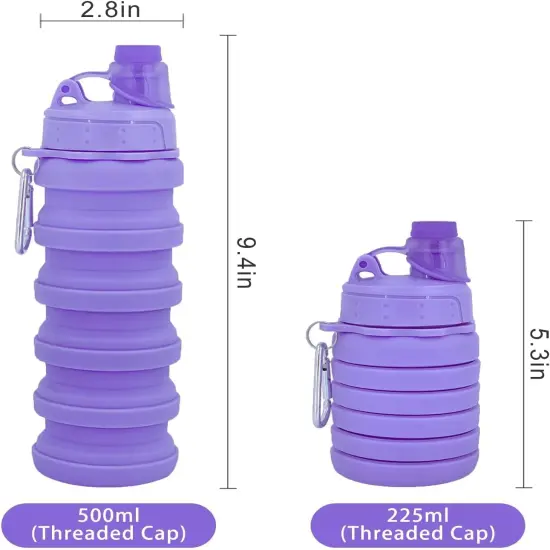 2 Pack Collapsible Water Bottle - Purple+Grey {2}