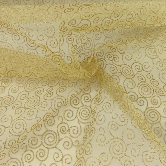 1 Yard Gold Swirl Tricot Tulle 58/60" Wide Nylon Fabric Ideal for Tutus {1}