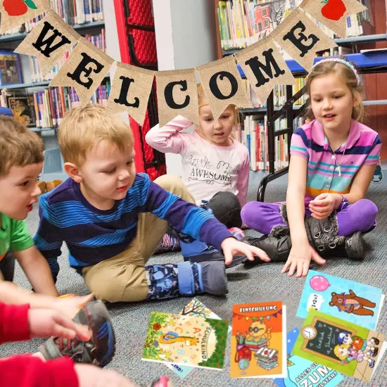 Welcome Burlap Banner & Back to School Garland Decorations {5}