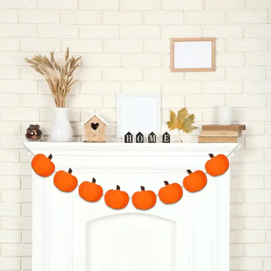 3D Pumpkin Banner Fall Orange Pumpkin Garland Pre-Assembled Pumpkin Felt Banner {5}