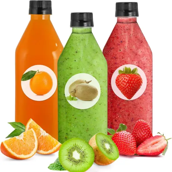 10 Pack 33 Oz Plastic Juice Bottles with Black Caps {3}