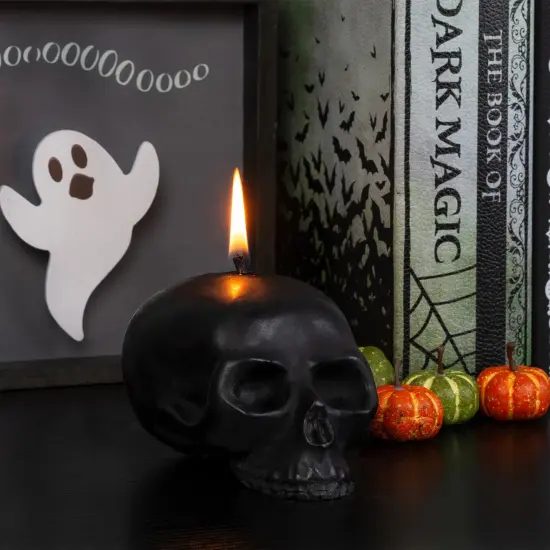 Black Large Skull Candle 4.75x3in Decorative Themed Decor {3}