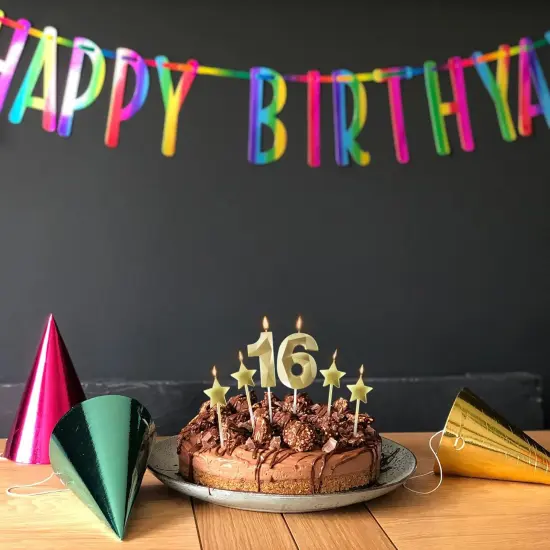 Golden Number 1 2.76 inch 3D Diamond Shaped Birthday Candles {4}