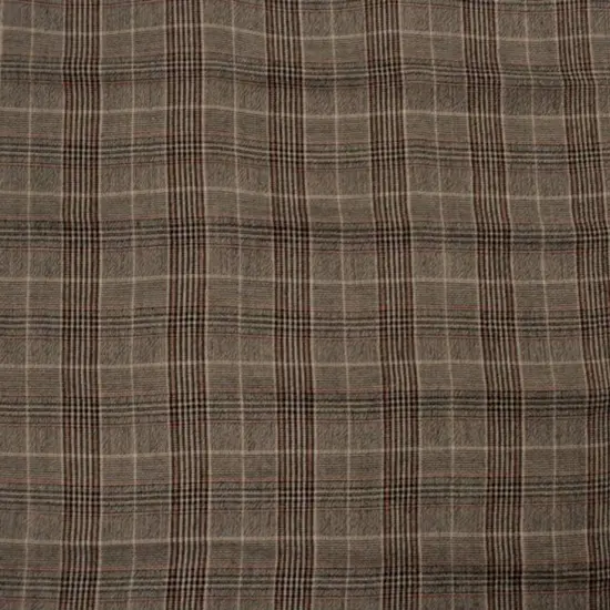 1 Yard Taupe Black Rayon Yarn Dyed Plaid Fabric 50/51&Prime; Wide, Ultra Soft Lightweight {1}