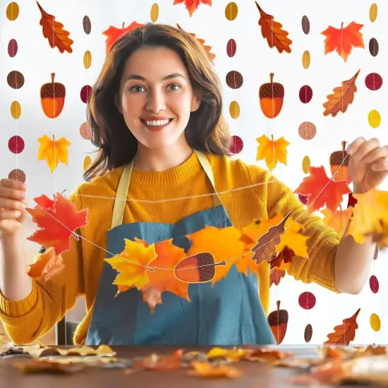 8 Pack Fall Maple Leaf Hanging Garland {5}