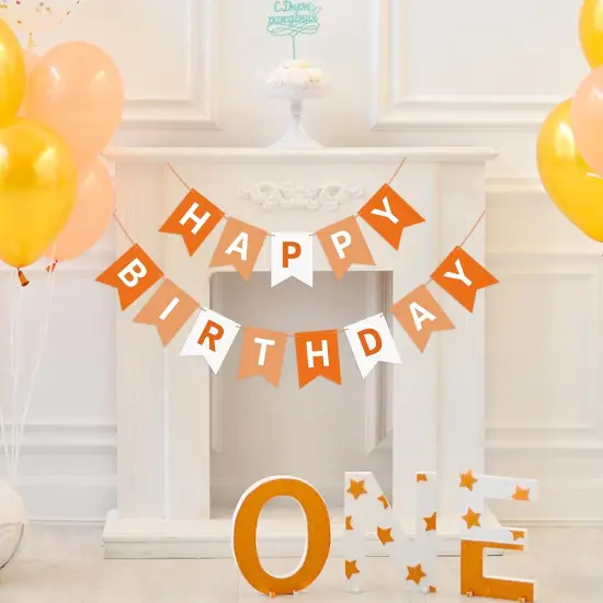 Orange Happy Birthday Banner {2}