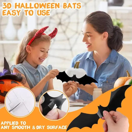 120 Pcs 3D Bat Halloween Decoration Stickers {5}