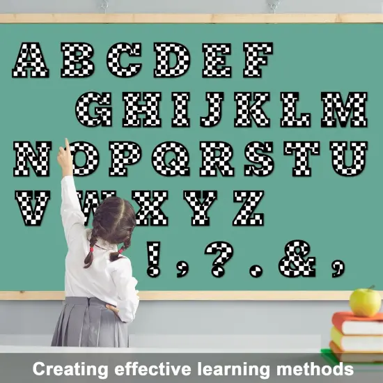 150 PCS Checkered Large 6 Inch Font Letters and Punctuation Set Black White {5}