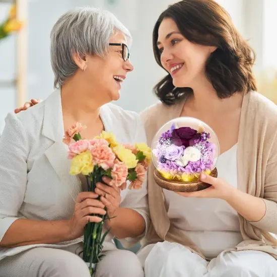 Preserved Real Rose Forever Flowers in Glass Dome {5}