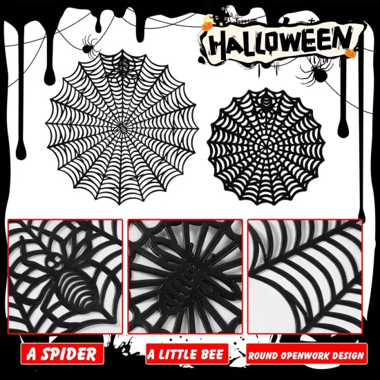 12-Piece Spider Web Placemat & Coaster Set &ndash; Halloween Table Decor {2}